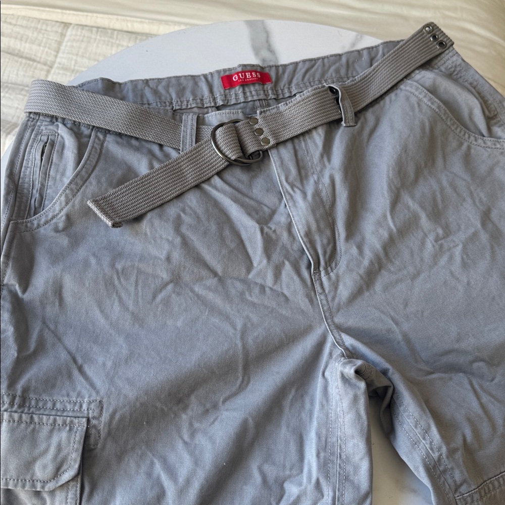 Guess Light Gray Belted Cargo Pants